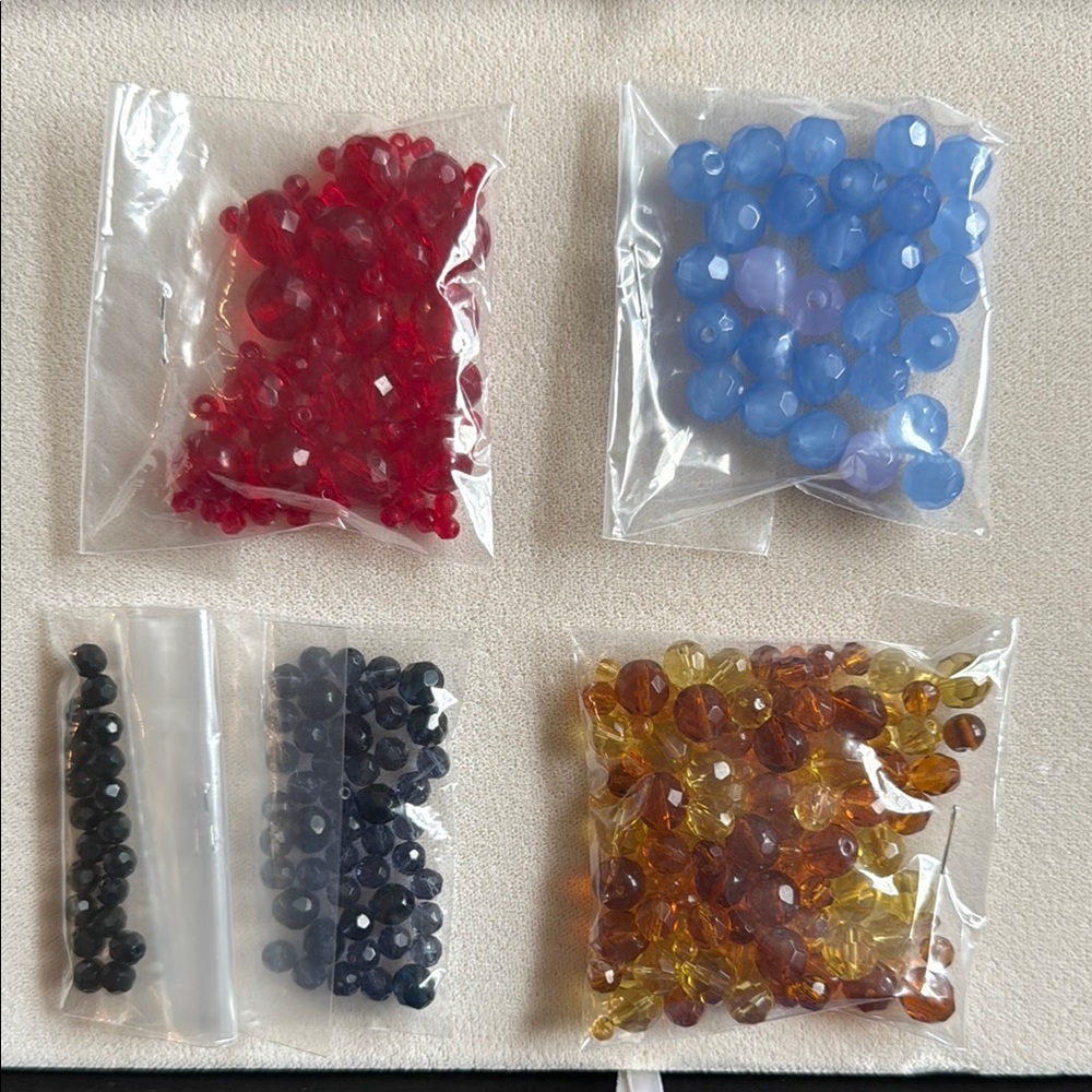 Assorted Glass Beads  - Red, Blue, Black, Yellow